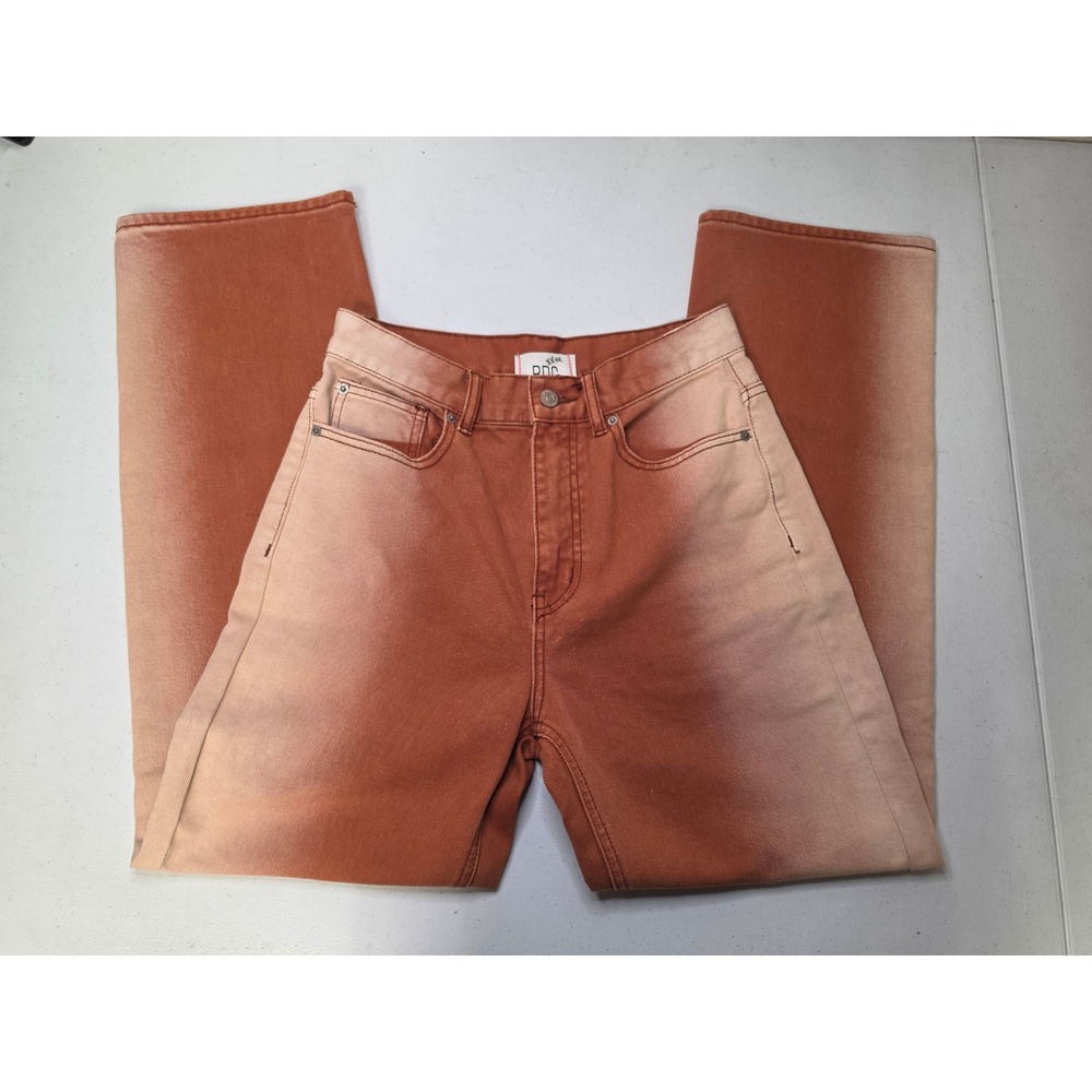 BDG Urban Outfitters Cowboy Jeans 27 Burnt Orange Ombre Dip Dye High Rise Denim